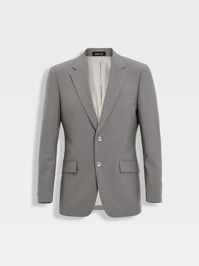 callisto灰调苔原绿羊毛混纺西服