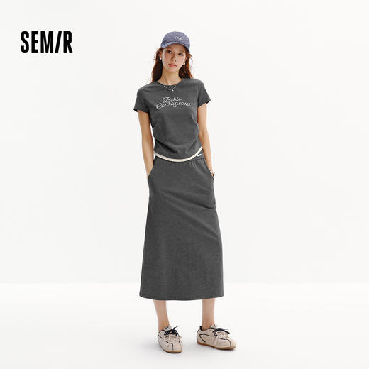 商场同款|森马套装女夏字母短款T恤长裙2026新款小心机休闲两件套 商品图1