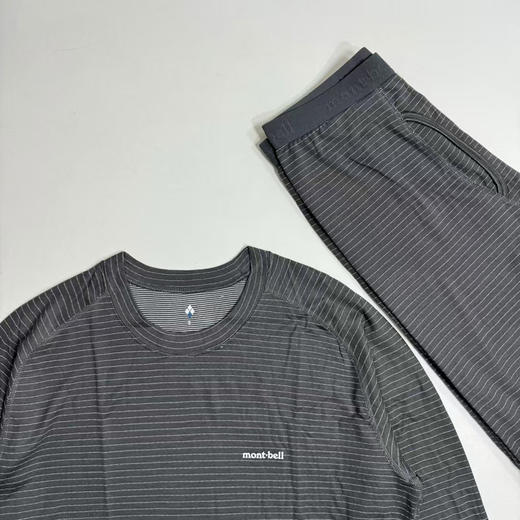 日本正品 montbell 25新款户外运动休闲保暖男款圆领长袖打底衫，
黑色/灰色 S-XXL 商品图7
