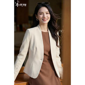 米思阳2026春季新款知性优雅OL醋纤无领小西装立体修身剪裁外套女4680