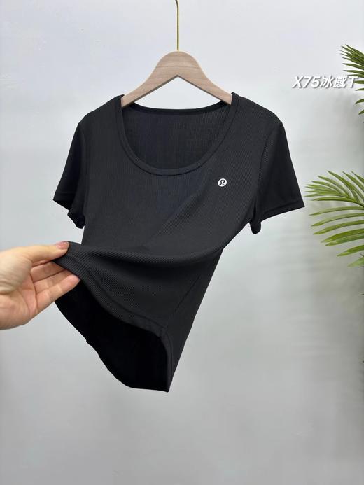 F032570一包3件装春夏新款女士三色冰感大U领燕尾短袖T恤 商品图5
