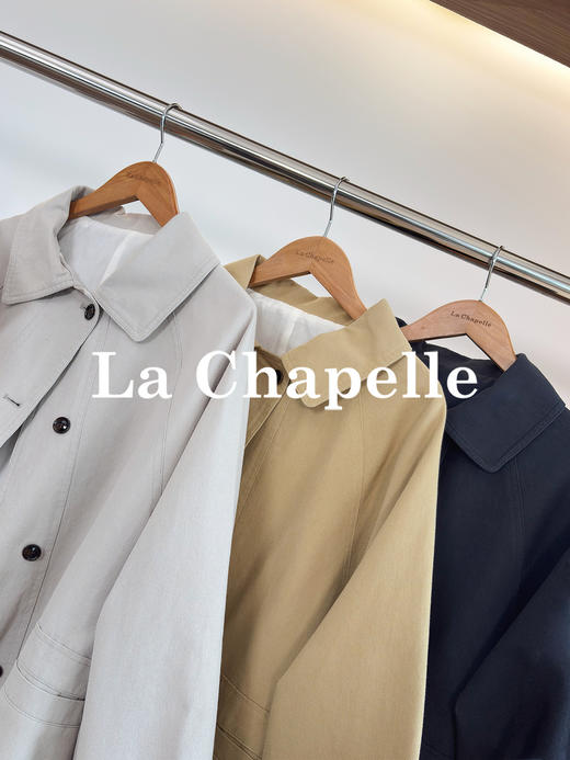专柜实拍【高智风衣】拉夏贝尔/La Chapelle极简翻领排扣下摆抽绳设计纯棉休闲上衣宽松外套 商品图6