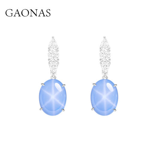 GAONAS  星光幻影 珍奢贵气蓝色蛋形耳环11743EB 商品图0