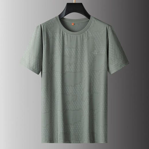 【DPS】大依优型大码男装夏季冰丝圆领短袖T恤运动休闲暗纹上衣半袖男士 商品图2