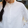 绽放106朵/干洗亚麻拼蕾丝花边正常肩长袖衬衫女夏新款半开襟小衫 商品缩略图3