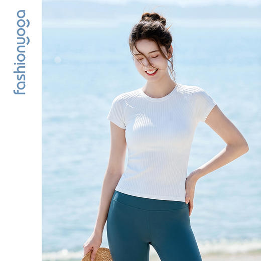 F13309Q弹条纹一体织短袖（不含胸垫） 商品图12