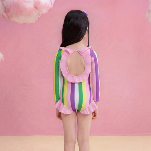 小马宝莉联名童装小马宝莉条纹泳衣女童夏季新款卡通防晒泳装夏款 商品图5