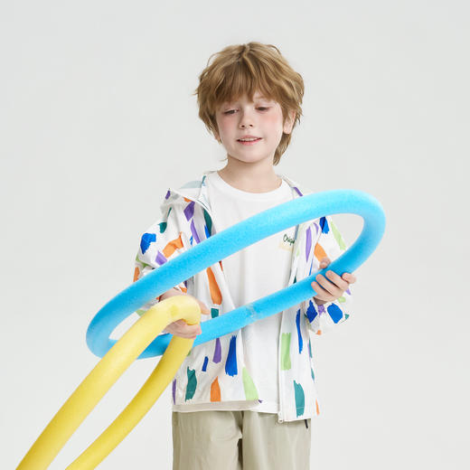 mettekids儿童皮肤衣2026春季新款男童透气轻薄几何印花连帽外套 商品图1