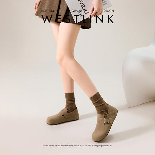 【限时秒杀】西遇勃肯鞋女2026春季新款百搭外穿复古厚底全包增高休闲女鞋V0066317 商品图3