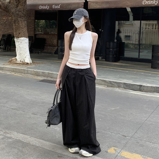 西遇韩版修身辣妹圆领背心女2026年夏季新款褶皱气质显瘦百搭上衣SS060242 商品图3