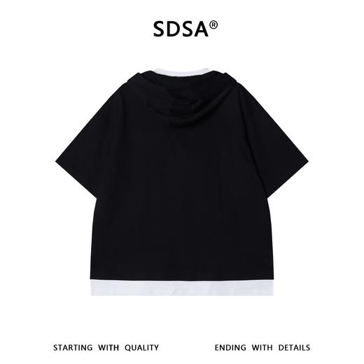 SDSA男装2026新款轻奢潮牌撞色假两件连帽短袖T恤百搭休闲上衣 商品图4