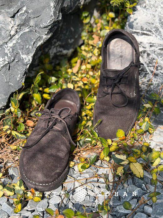 PETIT SCHAN小闪 SHO#007 Perfect 巴适 意大利进口马反绒水洗复古圆头德比鞋 商品图3