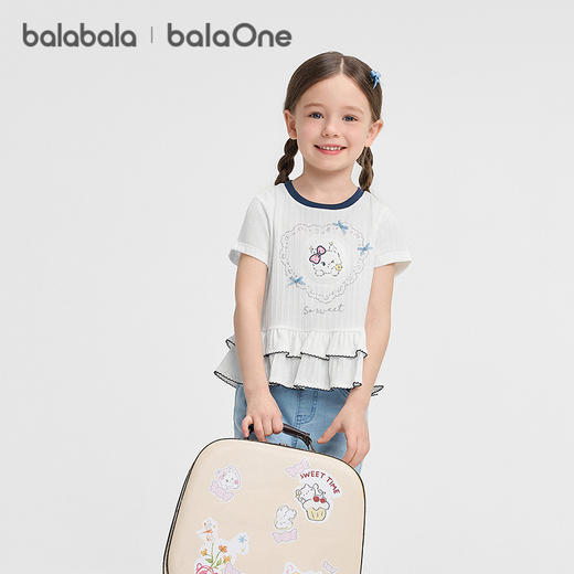 【balaOne】巴拉巴拉童装儿童短袖t恤2026新夏装女童甜美时尚上衣 商品图1