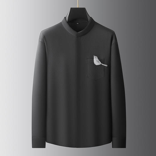 【DDA】大依优型大码男装春季立领衬衫长袖棉质商务休闲上衣加肥300斤 商品图2