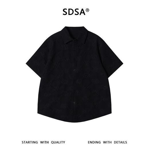 7070SDSA男装2026新款高贵轻奢新中式纯色提花菱形短袖衬衫百搭简约 商品图4