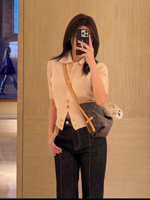 驴家  新品🆕26Ss杏色短袖针织开衫 商品图7