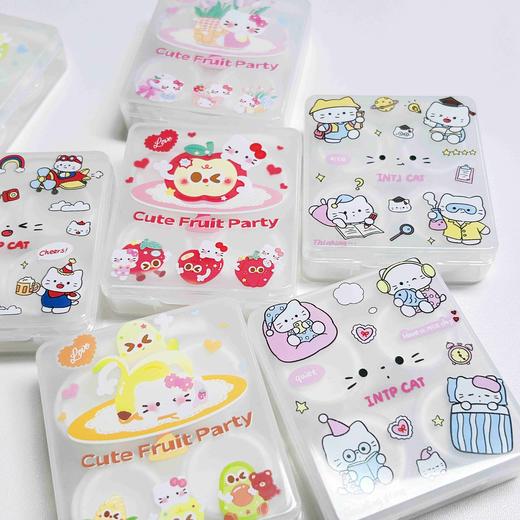 可爱卡通星座猫咪风隐形眼镜盒含镊子小棒双联盒2副装B28 商品图6