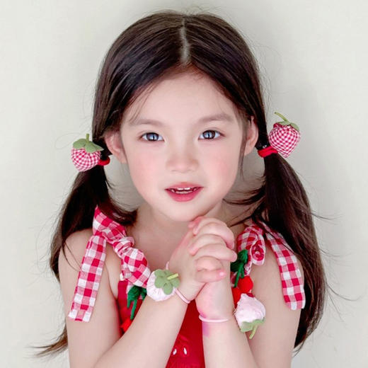 「9.9到手！森系甜美」新款儿童彩色草莓头绳弹力不伤发小皮筋宝宝可爱发圈时尚饰品 商品图1