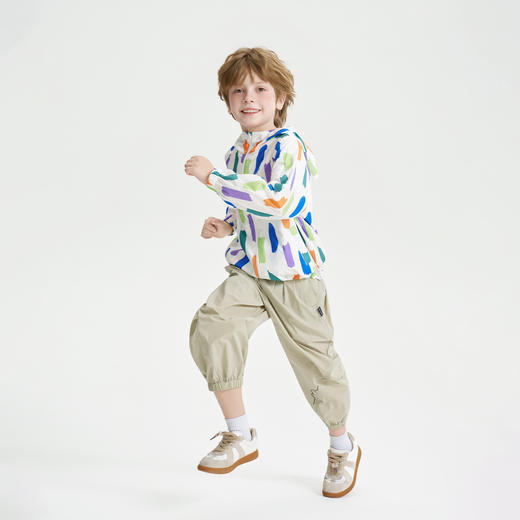 mettekids儿童皮肤衣2026春季新款男童透气轻薄几何印花连帽外套 商品图4