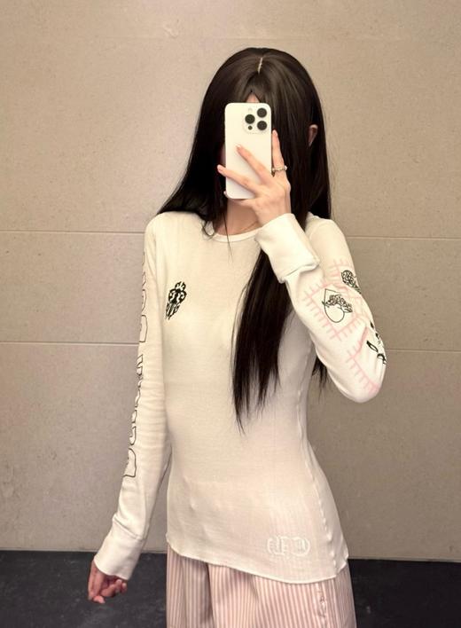女款全棉华夫格长袖T恤ba009 商品图3