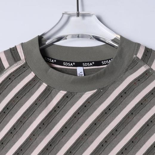 SDSA男装2026新款高贵轻奢潮牌撞色复古斜纹圆领短袖T恤百搭时尚 商品图1