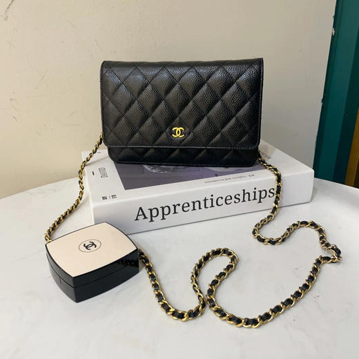 Chanel 黑金 woc 荔枝纹牛皮 链条包 商品图0