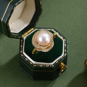 子佩集【花缘情定】银S925珍珠惜王妃戒指【R2139】7.5mm珠双色玫瑰花朵2601