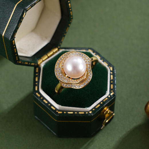 子佩集【花缘情定】银S925珍珠惜王妃戒指【R2139】7.5mm珠双色玫瑰花朵2601 商品图0