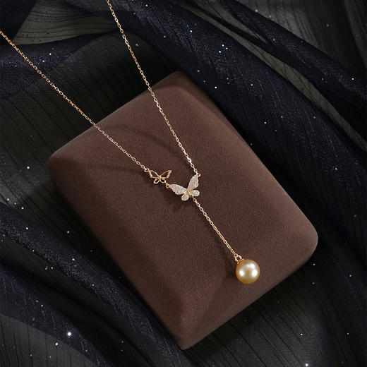 子佩集【浮光蝶梦】银S925珍珠惜王妃套链【YL0130】9mm珠镀金蝴蝶吊球2601 商品图1