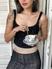 TR她热 玫瑰晨露 黑色蕾丝拼接荷叶边蝴蝶结带胸垫法式优雅吊带背心 预售 商品缩略图2