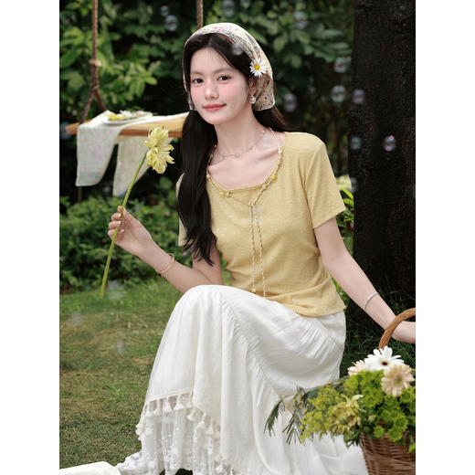 鹿向南【0328/20:00新品前一小时7折】黄色T恤 商品图4