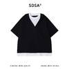 SDSA男装2026新款轻奢潮牌撞色假两件连帽短袖T恤百搭休闲上衣 商品缩略图0