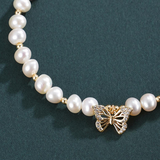 子佩集【缱绻蝴蝶】珍珠惜王妃手链【ZZSL004】5.5-6mm珠镀金蝴蝶结2601 商品图1
