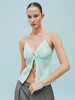 TR她热 尼斯日光 薄荷绿铜氨丝蕾丝拼接度假感露背挂脖系带背心吊带 商品缩略图2