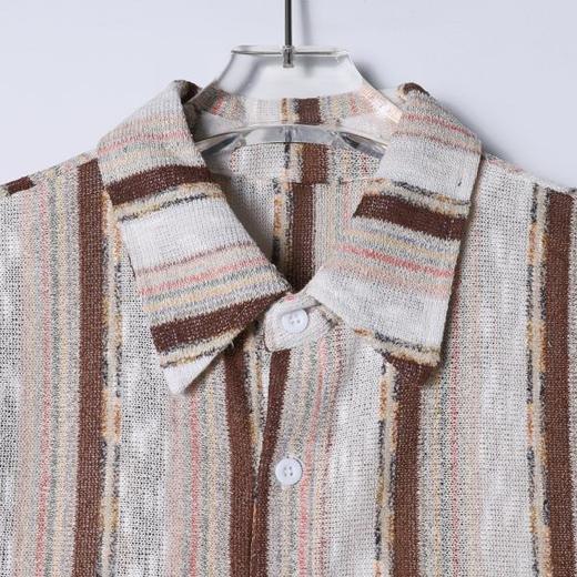 SDSA男装2026新款高贵轻奢韩系简约撞色竖纹短袖衬衫百搭舒适上衣 商品图1