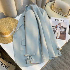 【清风外衣】蓝色千金感名媛西装外套！女2026春季新款独特袖口蝴蝶结设计小西服！