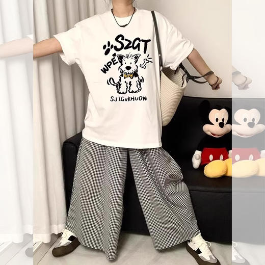 西遇韩系卡通印花短袖T恤女2026年夏季新款慵懒风圆领宽松上衣SS060257 商品图4