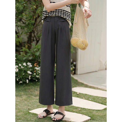 鹿向南【0328/20:00新品前1小时7折限量100件】灰色直筒休闲裤 商品图0