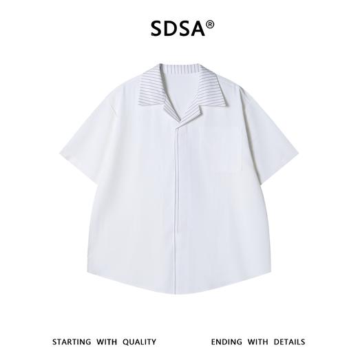 SDSA男装2026新款高贵轻奢韩系简约拼接翻领短袖衬衫百搭时尚上衣 商品图0