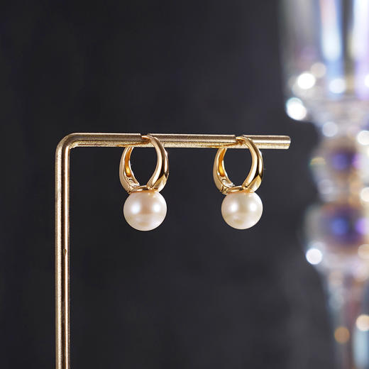 子佩集【时光简梦】银S925珍珠惜王妃耳环【E4357】8.8mm珠双色圆圈扣环2601 商品图1