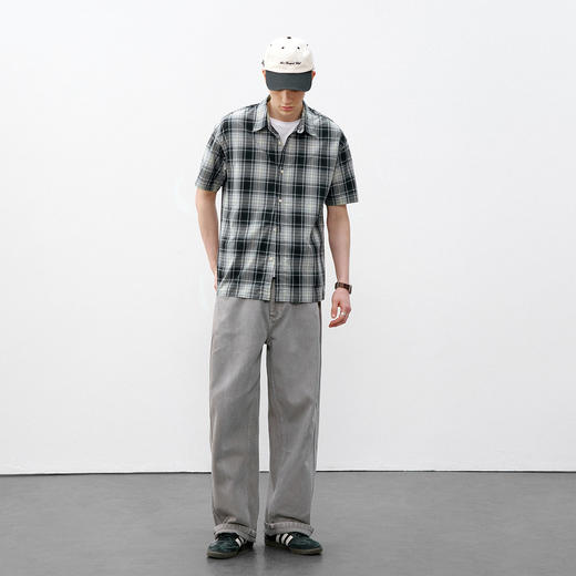 714street渐变格纹短袖衬衫 商品图2