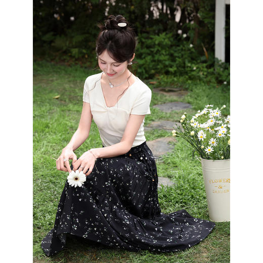 鹿向南【0328/20:00新品前一小时7折】杏色T恤 商品图3