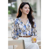 米思阳2026夏季法式优雅印花衬衫V领宽松袖直筒衬衣女4277 商品缩略图1