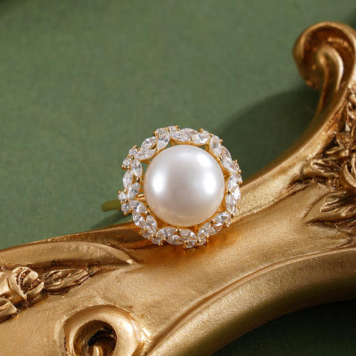 子佩集【蝴蝶花环】银S925珍珠惜王妃戒指【R1968】11.5mm珠双色花绕蝴蝶2601 商品图1