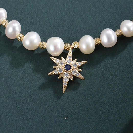 子佩集【星芒爱河】珍珠惜王妃手链【ZZSL025】5.5-6mm珠镀金星芒2601 商品图3