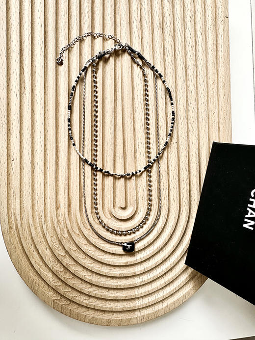 THS-无 香家 中古三层无需搭配的多链条项链 CU1343 商品图1