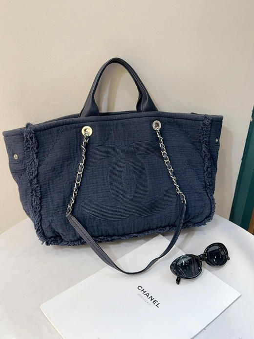 Chanel 大logo 帆布 牛仔 大号 沙滩包 商品图0