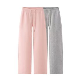 F032578简约松弛感阔腿运动裤女抽绳垂感休闲裤直筒卫裤