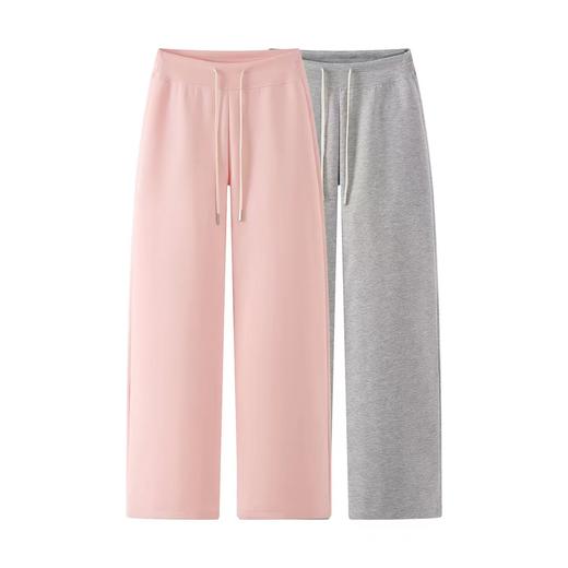 F032578简约松弛感阔腿运动裤女抽绳垂感休闲裤直筒卫裤 商品图0