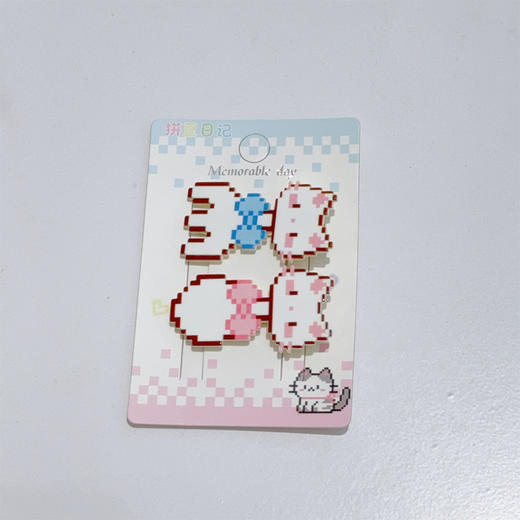 ZY拼豆猫咪叉勺对夹对装发夹-纪念日百货门店同款170496045 商品图3